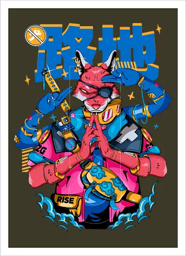 Tokyo-Straßenfuchs – Cyberpunk-Samurai