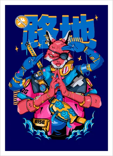 Tokyo-Straßenfuchs – Cyberpunk-Samurai