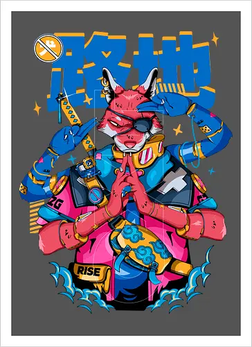 Tokyo-Straßenfuchs – Cyberpunk-Samurai