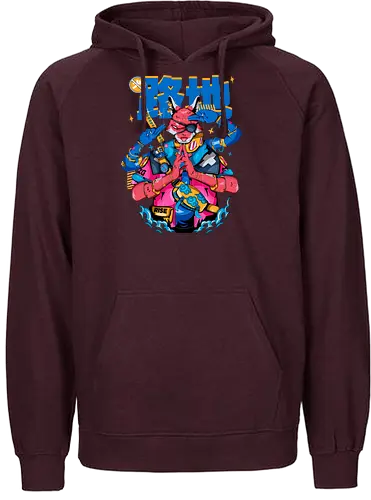Tokyo-Straßenfuchs – Cyberpunk-Samurai - ästhetische Katze, Yokai-Maske, Anime-Samurai-Katze, Katze, Cyber ​​Neko, Cyberpunk-Katze, dunkles Kawaii, Kawaii-Krieger, Neon City Blues, urbaner Samurai - Fairtrade Hoodie