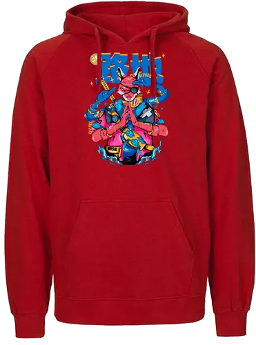 Tokyo-Straßenfuchs – Cyberpunk-Samurai - ästhetische Katze, Yokai-Maske, Anime-Samurai-Katze, Katze, Cyber ​​Neko, Cyberpunk-Katze, dunkles Kawaii, Kawaii-Krieger, Neon City Blues, urbaner Samurai - Fairtrade Hoodie