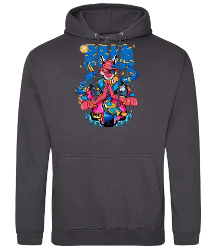 Tokyo-Straßenfuchs – Cyberpunk-Samurai - ästhetische Katze, Yokai-Maske, Anime-Samurai-Katze, Katze, Cyber ​​Neko, Cyberpunk-Katze, dunkles Kawaii, Kawaii-Krieger, Neon City Blues, urbaner Samurai - Standard Hoodie