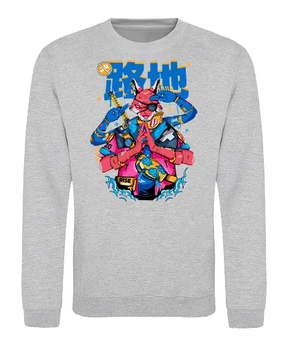 Tokyo-Straßenfuchs – Cyberpunk-Samurai - ästhetische Katze, Yokai-Maske, Anime-Samurai-Katze, Katze, Cyber ​​Neko, Cyberpunk-Katze, dunkles Kawaii, Kawaii-Krieger, Neon City Blues, urbaner Samurai - Sweatshirt