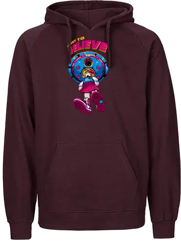Ich will glauben - 90er-Jahre-Science-Fiction, Entführung, Alien-Angriff, kosmische Angst, gruseliger Außerirdischer, dunkle Science-Fiction, schwarzer Humor, ich will glauben, Vintage-Alien, Akte-X-Vibes - Fairtrade Hoodie