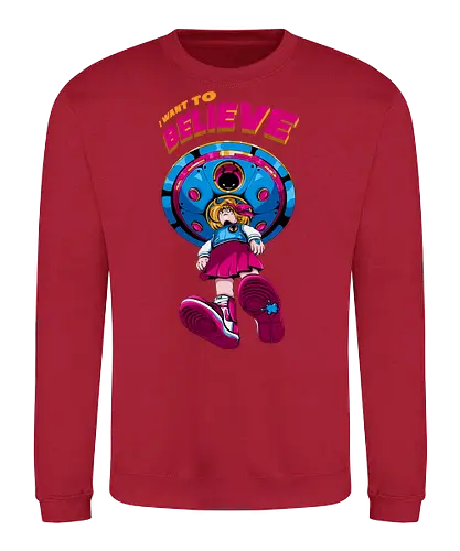 Ich will glauben - 90er-Jahre-Science-Fiction, Entführung, Alien-Angriff, kosmische Angst, gruseliger Außerirdischer, dunkle Science-Fiction, schwarzer Humor, ich will glauben, Vintage-Alien, Akte-X-Vibes - Sweatshirt