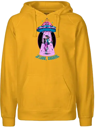 Auf Wiedersehen - Entführung, Alien-Katze, schwarzer Humor, lustiges UFO, intergalaktisches Haustier, Miau aus dem All, Meowcore, Retroscifi, Mach's gut, UFO-Katze - Fairtrade Hoodie