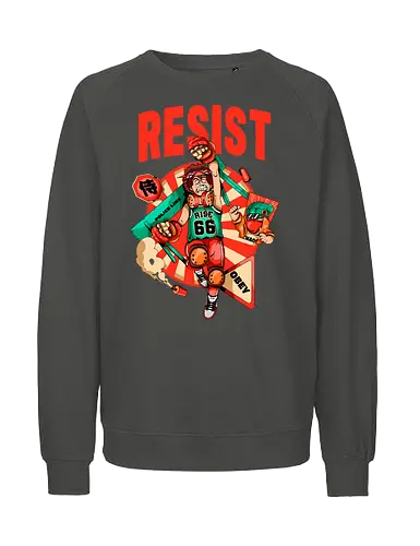 Widerstand – Futuristische Dystopie - Ästhetische Revolution, Anarchie, Cyber-Aktivismus, Cyberpunk-Rebellion, dystopischer Protest, Rebell mit Stil, Rebellion, Widerstand, Tränengasprotest, städtischer Aufruhr - Fairtrade Sweatshirt