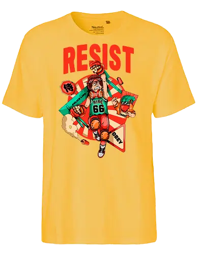 Widerstand – Futuristische Dystopie - Ästhetische Revolution, Anarchie, Cyber-Aktivismus, Cyberpunk-Rebellion, dystopischer Protest, Rebell mit Stil, Rebellion, Widerstand, Tränengasprotest, städtischer Aufruhr - Fairtrade T-Shirt