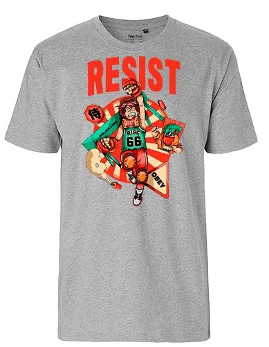 Widerstand – Futuristische Dystopie - Ästhetische Revolution, Anarchie, Cyber-Aktivismus, Cyberpunk-Rebellion, dystopischer Protest, Rebell mit Stil, Rebellion, Widerstand, Tränengasprotest, städtischer Aufruhr - Fairtrade T-Shirt
