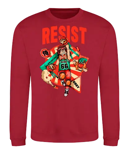 Widerstand – Futuristische Dystopie - Ästhetische Revolution, Anarchie, Cyber-Aktivismus, Cyberpunk-Rebellion, dystopischer Protest, Rebell mit Stil, Rebellion, Widerstand, Tränengasprotest, städtischer Aufruhr - Sweatshirt
