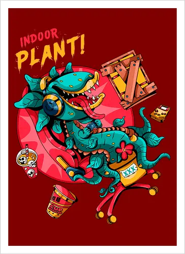 Zimmerpflanze - asozial, digital, asoziale Ästhetik, fleischfressende Pflanze, Photosynthese, Gamer-Pflanze, Zimmerpflanze, Plantcore, Quarantänecore, seltsames Indoor - Artprint