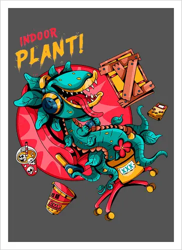 Zimmerpflanze - asozial, digital, asoziale Ästhetik, fleischfressende Pflanze, Photosynthese, Gamer-Pflanze, Zimmerpflanze, Plantcore, Quarantänecore, seltsames Indoor - Artprint