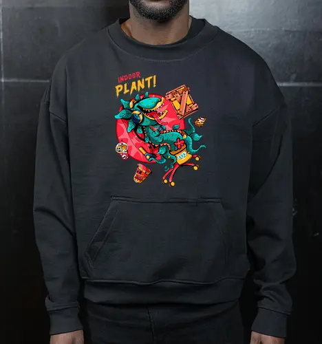 Zimmerpflanze - asozial, digital, asoziale Ästhetik, fleischfressende Pflanze, Photosynthese, Gamer-Pflanze, Zimmerpflanze, Plantcore, Quarantänecore, seltsames Indoor - Cropped Sweatshirt