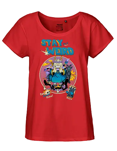 Bleib weird - seltsame Katze, Hexenkatze, unheimliches Kawaii, okkulter Humor, Ritualkatze, Shinto-Punk, bleib seltsam, Beschwörungskreis, dunkel süß - Fairtrade Girl Shirt