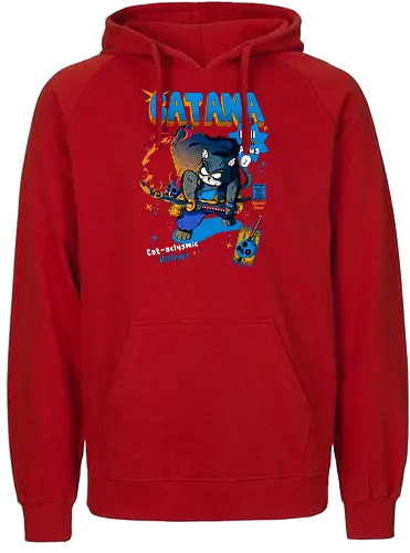 Catana - Katze, Katze mit Schwert, Catana, Dämonentöter, Katzenkrieger, Hölle, Hellcat-Stil, höllischer Kampf, Katana-Katze, Kawaii-Rache, Samurai, Samurai-Katze - Fairtrade Hoodie