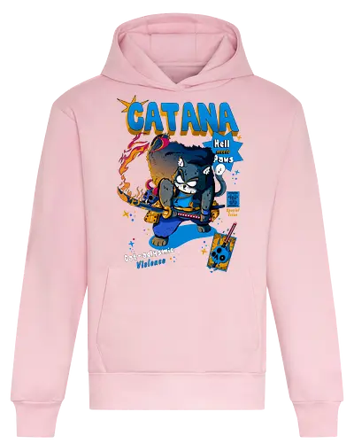 Catana - Katze, Katze mit Schwert, Catana, Dämonentöter, Katzenkrieger, Hölle, Hellcat-Stil, höllischer Kampf, Katana-Katze, Kawaii-Rache, Samurai, Samurai-Katze - Heavyweight Hoodie