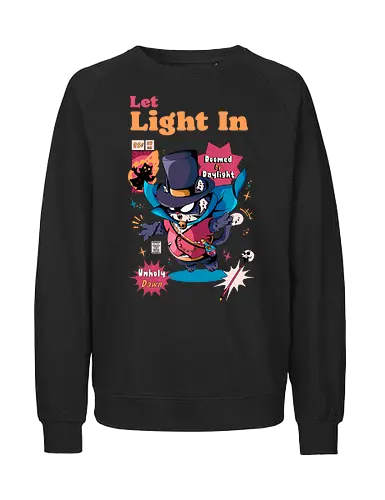 Lass Licht herein - schwarze Katze, dunkle Ästhetik, dunkel süß, ewige Nacht, Gothic-Katze, gruselige Katze, Sonnenlicht ist giftig, Untote, Vampirkatze, viktorianischer Horror, viktorianischer Vampir - Fairtrade Sweatshirt