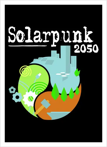 Solarpunk 2050 Logo quadratisch, für dunklen Hintergrund