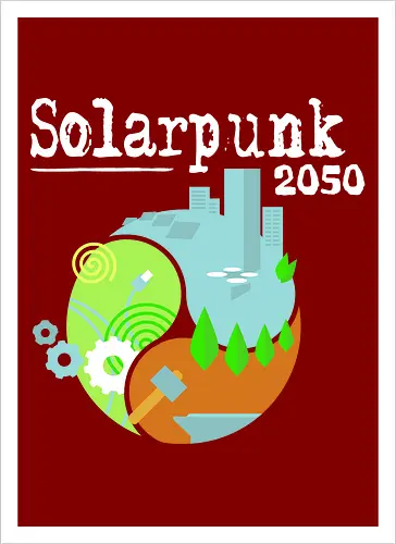 Solarpunk 2050 Logo quadratisch, für dunklen Hintergrund