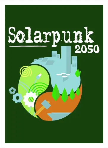 Solarpunk 2050 Logo quadratisch, für dunklen Hintergrund
