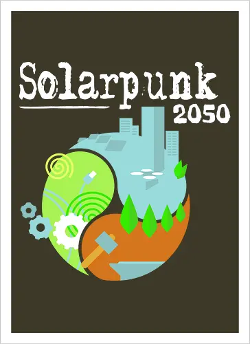Solarpunk 2050 Logo quadratisch, für dunklen Hintergrund