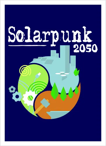 Solarpunk 2050 Logo quadratisch, für dunklen Hintergrund
