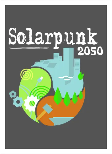 Solarpunk 2050 Logo quadratisch, für dunklen Hintergrund