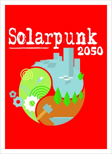 Solarpunk 2050 Logo quadratisch, für dunklen Hintergrund