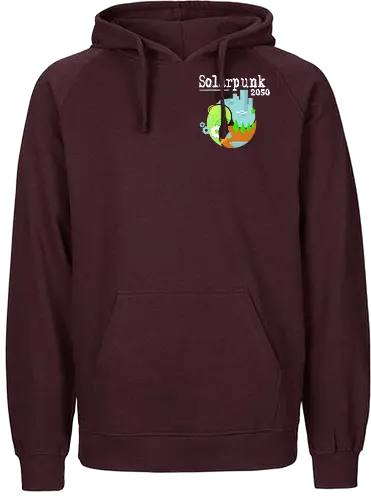 Solarpunk 2050 Logo quadratisch, für dunklen Hintergrund - Solarpunk, TTRPG, Rollenspiel, Utopie - Fairtrade Hoodie