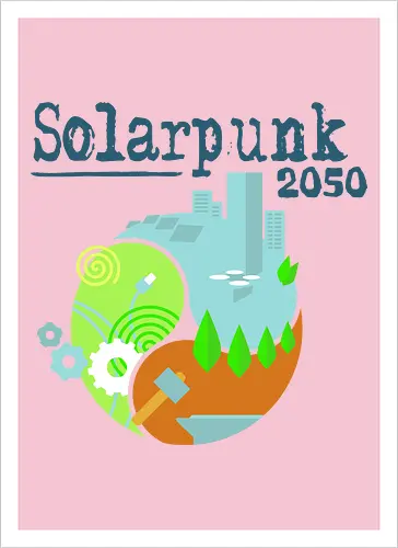Solarpunk 2050 Logo quadratisch, für hellen Hintergrund