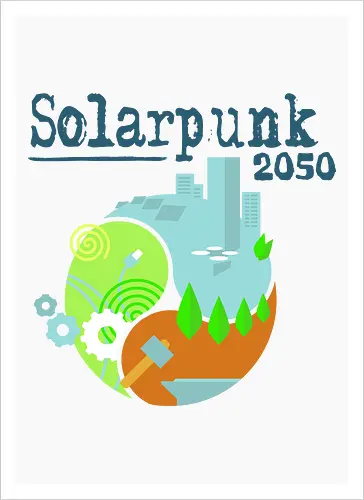 Solarpunk 2050 Logo quadratisch, für hellen Hintergrund