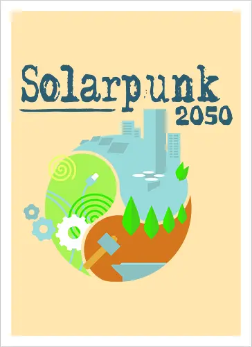 Solarpunk 2050 Logo quadratisch, für hellen Hintergrund