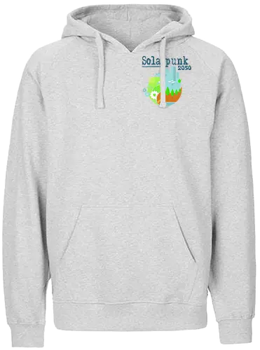 Solarpunk 2050 Logo quadratisch, für hellen Hintergrund - Solarpunk, TTRPG, Rollenspiel, Utopie - Fairtrade Hoodie