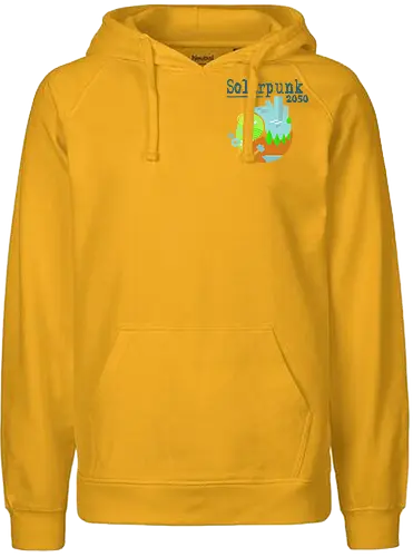 Solarpunk 2050 Logo quadratisch, für hellen Hintergrund - Solarpunk, TTRPG, Rollenspiel, Utopie - Fairtrade Hoodie