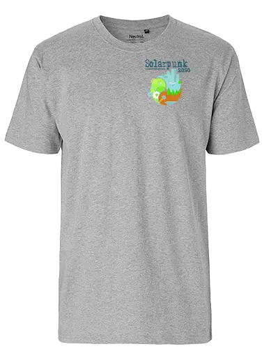 Solarpunk 2050 Logo quadratisch, für hellen Hintergrund - Solarpunk, TTRPG, Rollenspiel, Utopie - Fairtrade T-Shirt