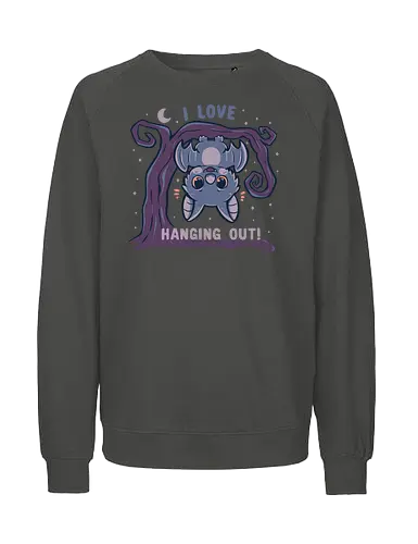 I Love Hanging Out - cute bat, halloween, funny bat, kawaii bat, spooky cute, niedliche fledermaus, halloween, lustige fledermaus, kawaii fledermaus, gruselig niedlich, hängende fledermaus - Fairtrade Sweatshirt