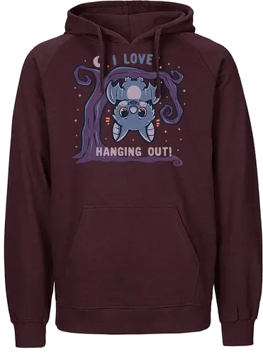 I Love Hanging Out - cute bat, halloween, funny bat, kawaii bat, spooky cute, niedliche fledermaus, halloween, lustige fledermaus, kawaii fledermaus, gruselig niedlich, hängende fledermaus - Fairtrade Hoodie