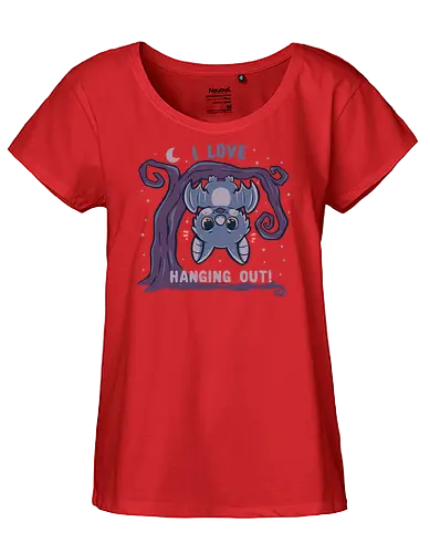 I Love Hanging Out - cute bat, halloween, funny bat, kawaii bat, spooky cute, niedliche fledermaus, halloween, lustige fledermaus, kawaii fledermaus, gruselig niedlich, hängende fledermaus - Fairtrade Girl Shirt