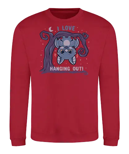 I Love Hanging Out - cute bat, halloween, funny bat, kawaii bat, spooky cute, niedliche fledermaus, halloween, lustige fledermaus, kawaii fledermaus, gruselig niedlich, hängende fledermaus - Sweatshirt