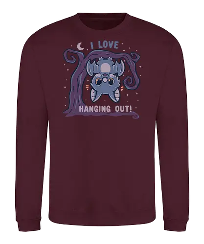 I Love Hanging Out - cute bat, halloween, funny bat, kawaii bat, spooky cute, niedliche fledermaus, halloween, lustige fledermaus, kawaii fledermaus, gruselig niedlich, hängende fledermaus - Sweatshirt