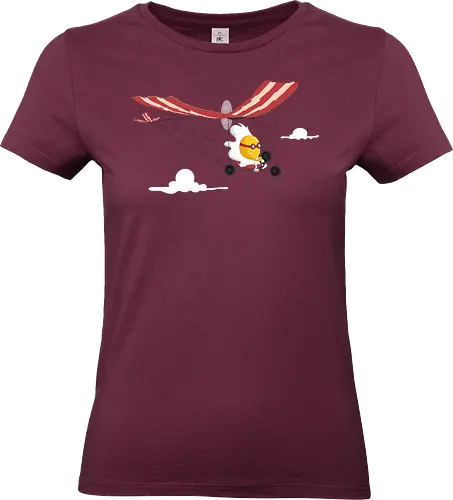 Ultralight - breakfast, airplane, bacon, bacon lover, clouds, cooking, delicious, egg, food, funny bacon, humor, bacon and egg, pork, tasty, yummy - Standard T-Shirt (Women)