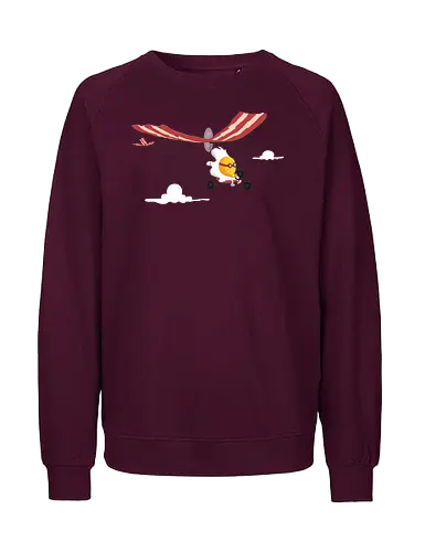 Ultralight - breakfast, airplane, bacon, bacon lover, clouds, cooking, delicious, egg, food, funny bacon, humor, bacon and egg, pork, tasty, yummy - Fairtrade Sweatshirt
