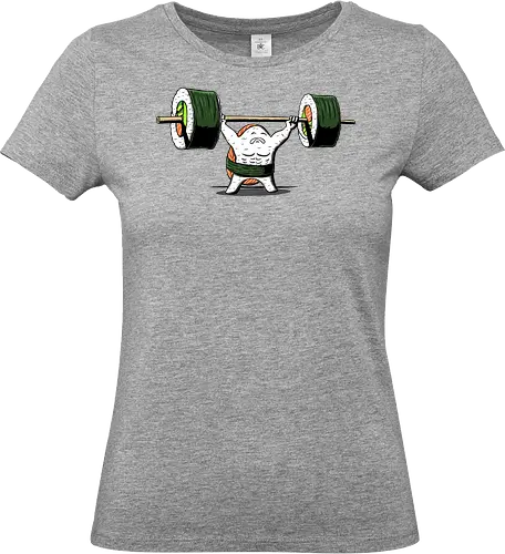 Healthy food  - fitness, foodie, gym, japanese, manga, nigiri, salmon, sushi lover, weightlifting, workout, sushi, bodybuilding, chopsticks, cute food, exercise - Standard T-Shirt (Women)