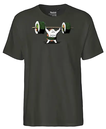 Healthy food  - fitness, foodie, gym, japanese, manga, nigiri, salmon, sushi lover, weightlifting, workout, sushi, bodybuilding, chopsticks, cute food, exercise - Fairtrade T-Shirt