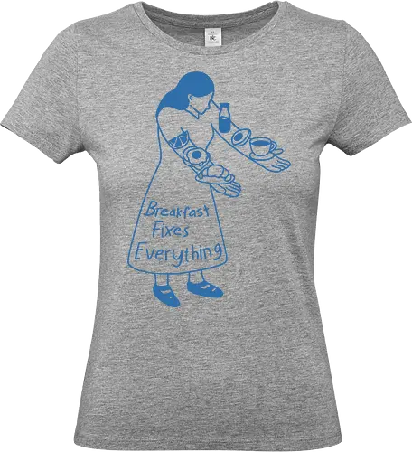 Breakfast Fixes Everything  - breakfast, coffee, milk, morning energy, eat, avocado, minimalist, relatable, good morning - Standard T-Shirt (Women)