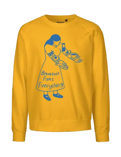Breakfast Fixes Everything  - breakfast, coffee, milk, morning energy, eat, avocado, minimalist, relatable, good morning - Fairtrade Sweatshirt