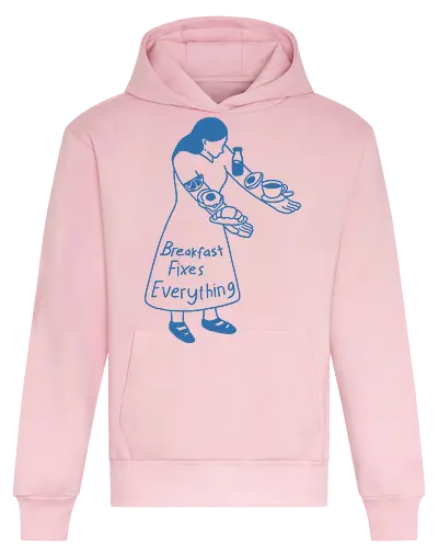 Breakfast Fixes Everything  - breakfast, coffee, milk, morning energy, eat, avocado, minimalist, relatable, good morning - Heavyweight Hoodie