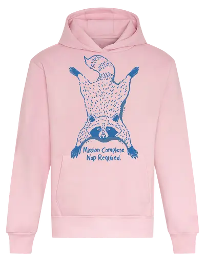 Nap Required  - raccoon, nap time, funny animal, mischief, cute raccoon, tired raccoon, mission complete, chaos animal, nocturnal vibes, forest critter, cozy nap, animal humor, lazy day - Heavyweight Hoodie