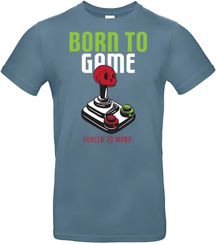 BORN TO GAME FORCED TO WORK - gaming, joystick, skull, typography, vintage, humor, duality, passion, work - Standard T-Shirt