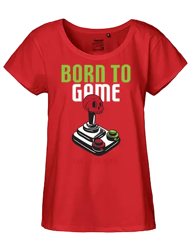 BORN TO GAME FORCED TO WORK - gaming, joystick, skull, typography, vintage, humor, duality, passion, work - Fairtrade Girl Shirt